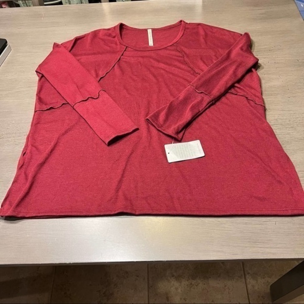 Forgotten Grace Womens Burgundy Red Long Sleeve Knit Top Size‎ M